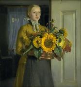 Michael Ancher Pigen med solsikkerne oil painting artist